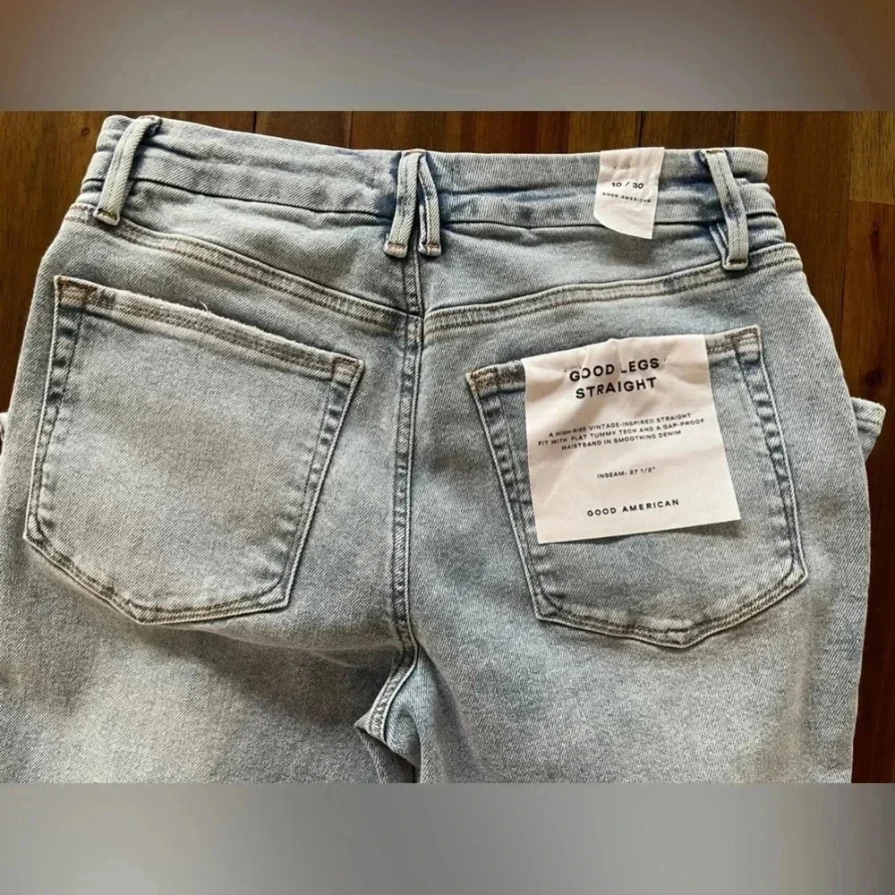 Good American Good legs straight high rise jeans distressed new with tags - Picture 3 of 8